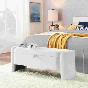 CAVINAS Storage Bench for Bedroom,Oval Chenille Fabric Storage Ottoman Bench with Large Storage Space for Living Room,Bedroom - 1 of 4