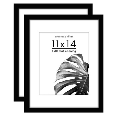 Americanflat Picture Frame with Mat - Wood with Glass Cover (2 Pack)