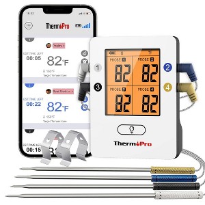 ThermoPro TP25W Bluetooth Meat Thermometer with 500FT Wireless Range 4-Probe Android/iOS Compatible Smart Grill Smoker Thermometer - 1 of 4