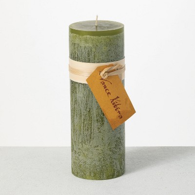 Vance Kitira 9" Moss Timber Pillar Candle ,Scentless, Clean-Burning, Environmental Friendly
