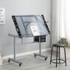 Adjustable Art Drawing Desk Craft Station Drafting with 2 Non-woven fabric Slide Drawers and 4 Wheels,114*60*74cm(3.74*1.97*2.43ft) - 2 of 4