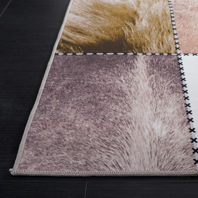 Beige and Brown Faux Hide Rectangular Area Rug