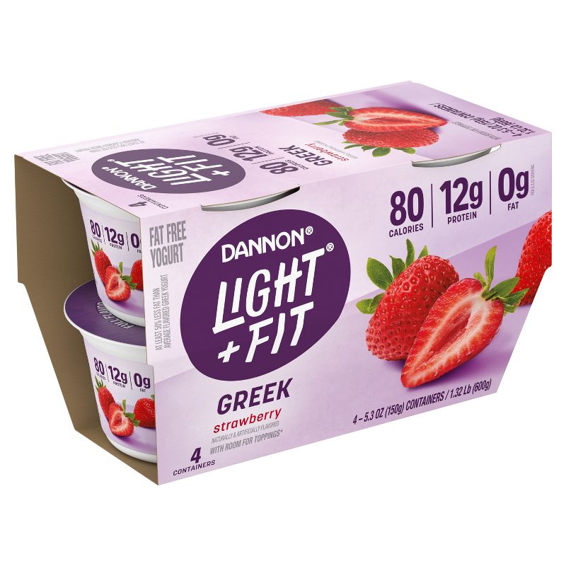 Light + Fit Nonfat Gluten-Free Strawberry Greek Yogurt - 4ct/5.3oz Cups, 4 of 9