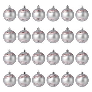 Christmas Tree Ornaments, Christmas Decorations 24Pcs - 3.15 Inch Sports Football Xmas Ball Set, Glitter Shatterproof Tree Decor - 1 of 4