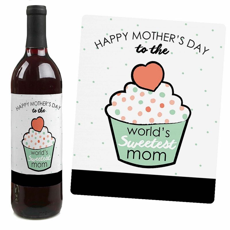 Big Dot of Happiness Best Mom Ever - Mother's Day Gift For Women - Wine Bottle Label Stickers - Set of 4, 4 of 9