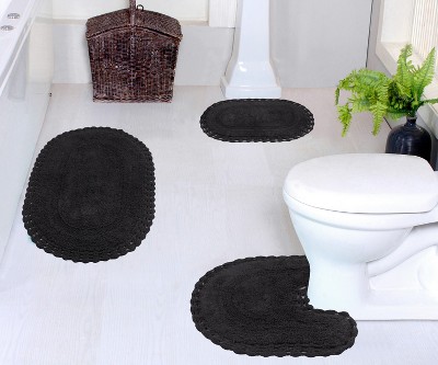 Hampton Crochet Collection Cotton Reversible Tufted Set of 3 Bath Rug Set - Home Weavers