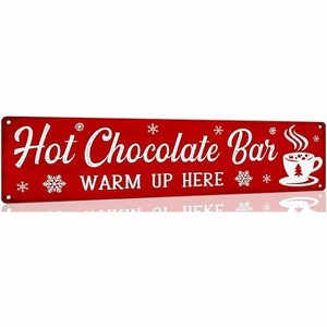 Lomsoe Hot Chocolate Bar Metal Tin Sign Vintage Funny Christmas Sign Christmas Art Wall Decoration Retro Poster 4x16 Inch Christmas Gift - 1 of 3