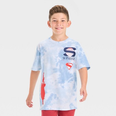 Boys' Super-Man Americana Short Sleeve Graphic T-Shirt - Light Blue