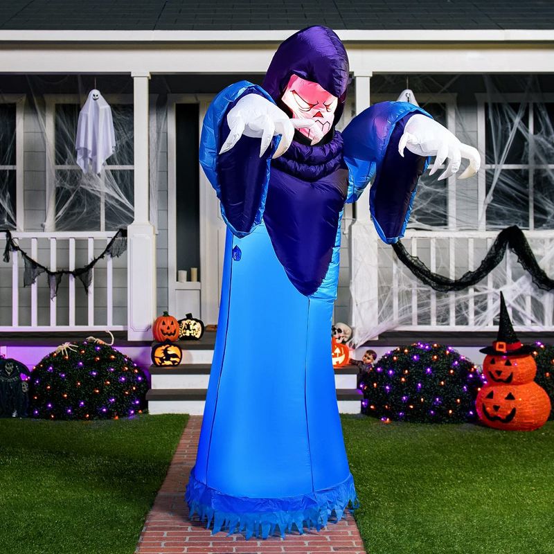 Joiedomi 8 FT Halloween Inflatable Giant Warlock with Build-in LEDs for Halloween Party Indoor, Outdoor, Yard, Garden, Lawn Decorations, 3 of 9