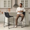 FURNIinspire Counter And Bar Stools Armless Faux Leather Barstools With Metal Legs And Footrest, Dining Chairs For Kitchen, Black, 20"*19"*39" - 2 of 4