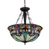 Chloe Lighting Riley Tiffany-Style 3 Light Victorian Inverted Ceiling Pendant Fixture 22`` Shade - 2 of 4