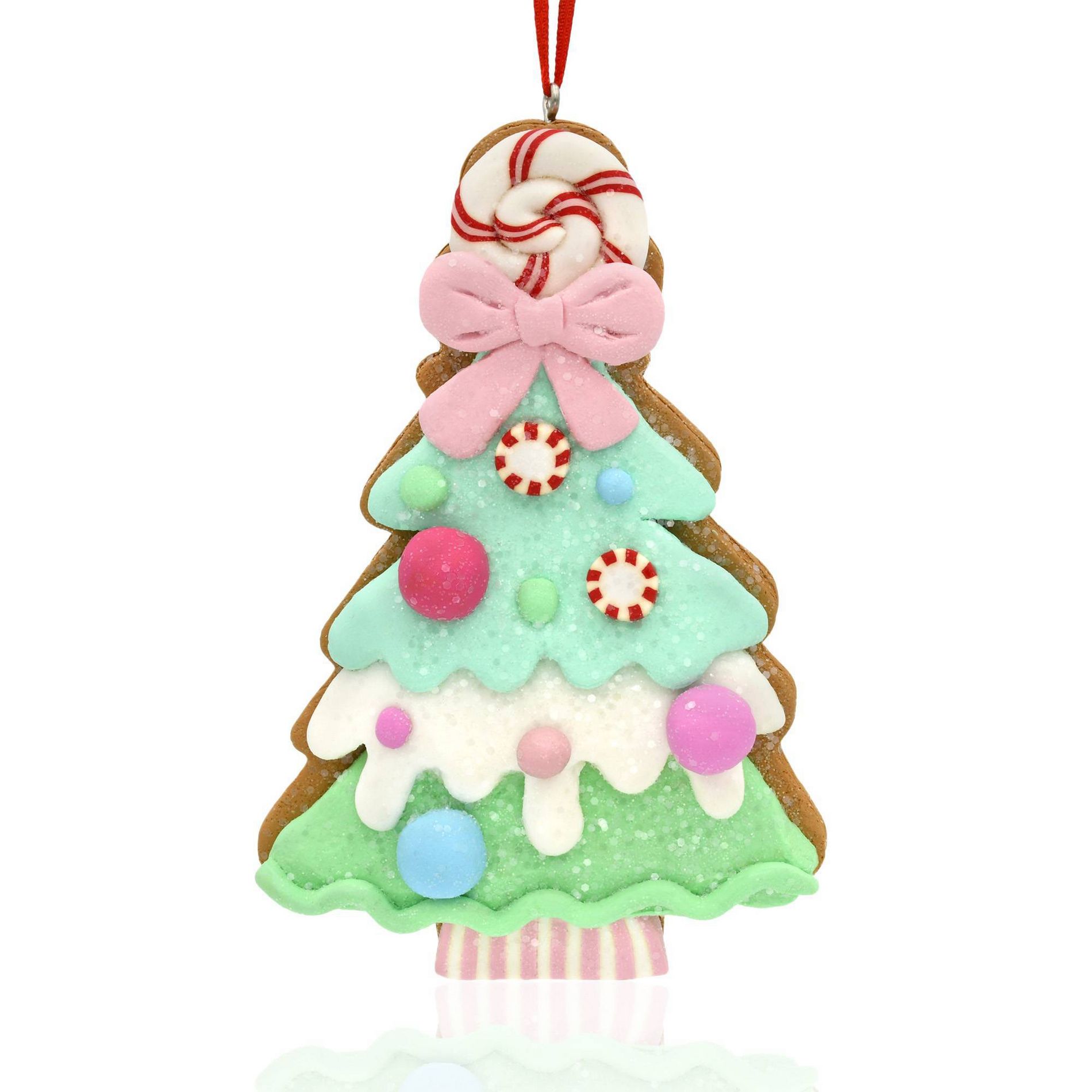 Gloria Duchin Clay Frosted Christmas Tree Tree Ornament with Pink Bow
