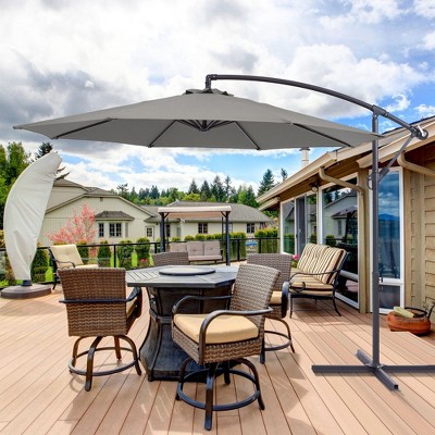 Sonkuki 10 Ft. Patio Offset Umbrella Outdoor Hanging Umbrellas w/Steel Frame