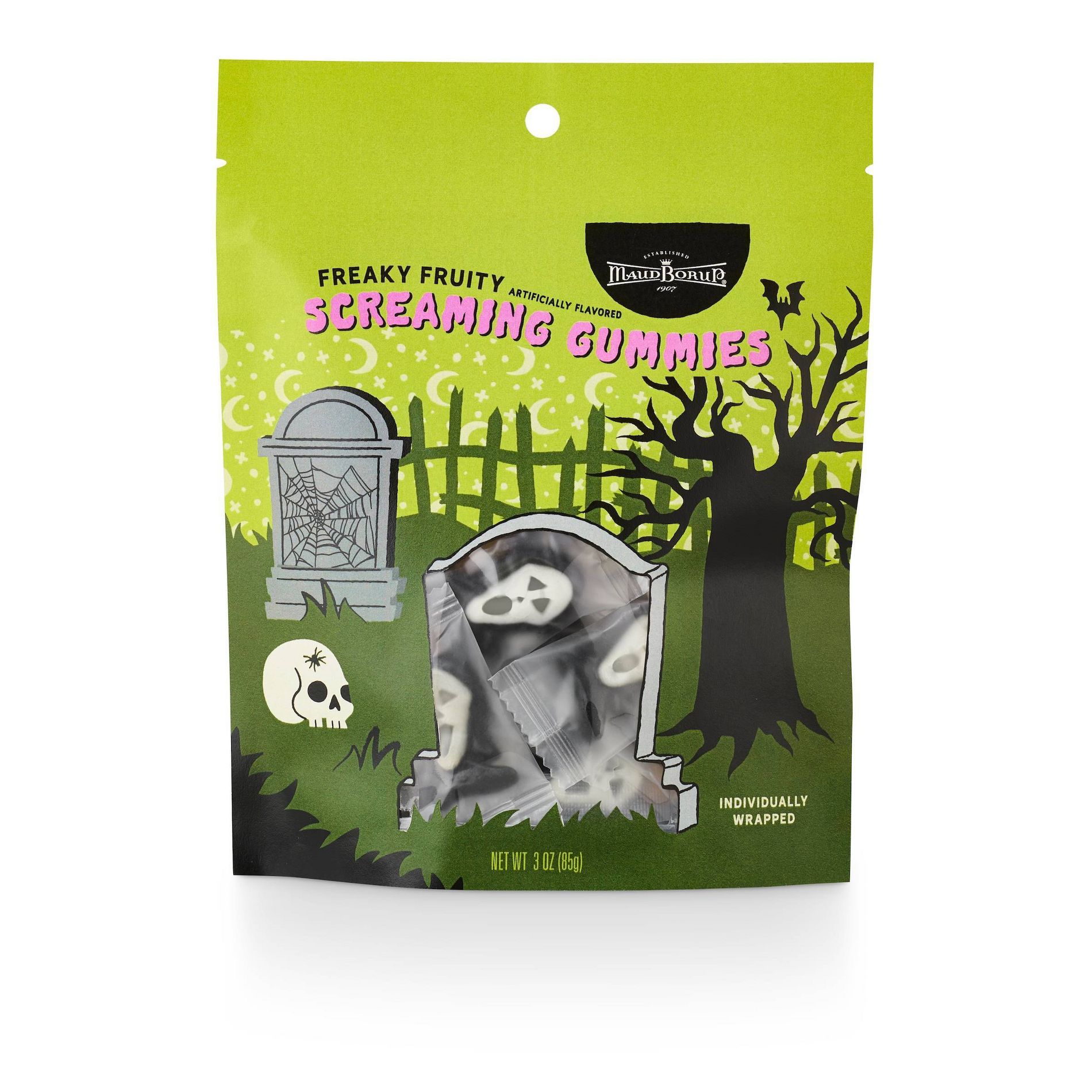 Maud Borup Halloween Ghost Mask Gummies Candy - 3oz