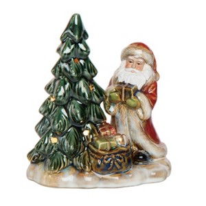Transpac Ceramic 7.28 in. Multicolored Christmas Light Up Tree Santa - 1 of 2