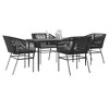 vidaXL Patio Dining Set with Cushions Table and Chairs Set Poly Rattan Glass - 63" x 31.5" x 29.1" Black 4 Piece - 2 of 4