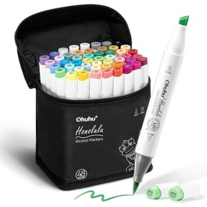 Ohuhu Alcohol Markers Brush Tip: 48-Color Double Tipped Art Marker Set for Artist Adults Coloring Illustrations -Honolulu -Brush & Chisel -Refillable - 1 of 4