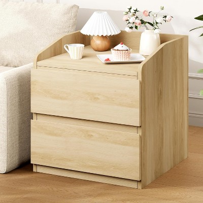 Garvee 2 Drawers Nightstand for Bedroom, Modern Bedside Table -End Table with Handle