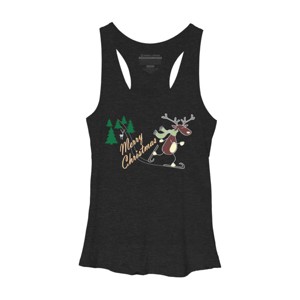 Women's Design By Humans Christmas Reindeer for darks By ozdilh Racerback Tank Top - 1 of 3