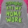 Girls' - Instant Message - Zombies Ate My Homework Shirt Tail Raglan Graphic T-shirt - 2 of 4