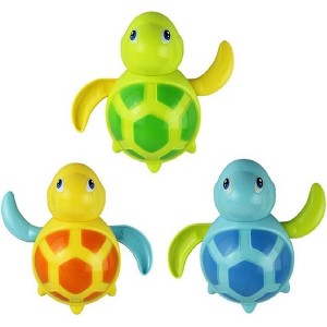 3-Pack Wind-Up Turtle Bath Toys, Chain Swimming Set for Bathtub and Pool - 1 of 4