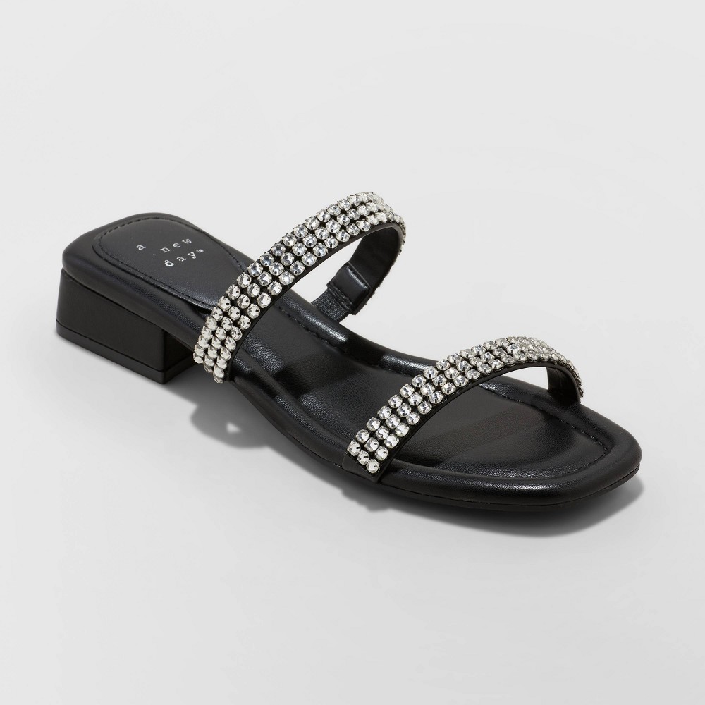 Women's Annie Slide Sandals - A New Day™ Jet Black 5.5