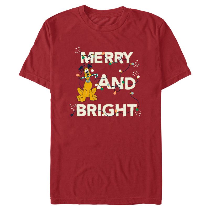 Men's Mickey & Friends Merry and Bright Pluto T-Shirt, 1 of 6