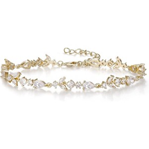 Crysdue Wedding Bridal Link Bracelet for Brides Bridesmaids, Marquise Cubic Zirconia Tennis Bracelets for Women Prom Jewelry - 1 of 4