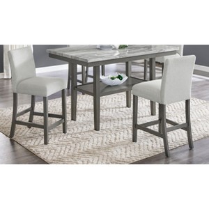 Racxily Selena Set of 2 Counter Height Chairs, Light Gray Fabric with Gray Wood Frame & Footrest - 1 of 4
