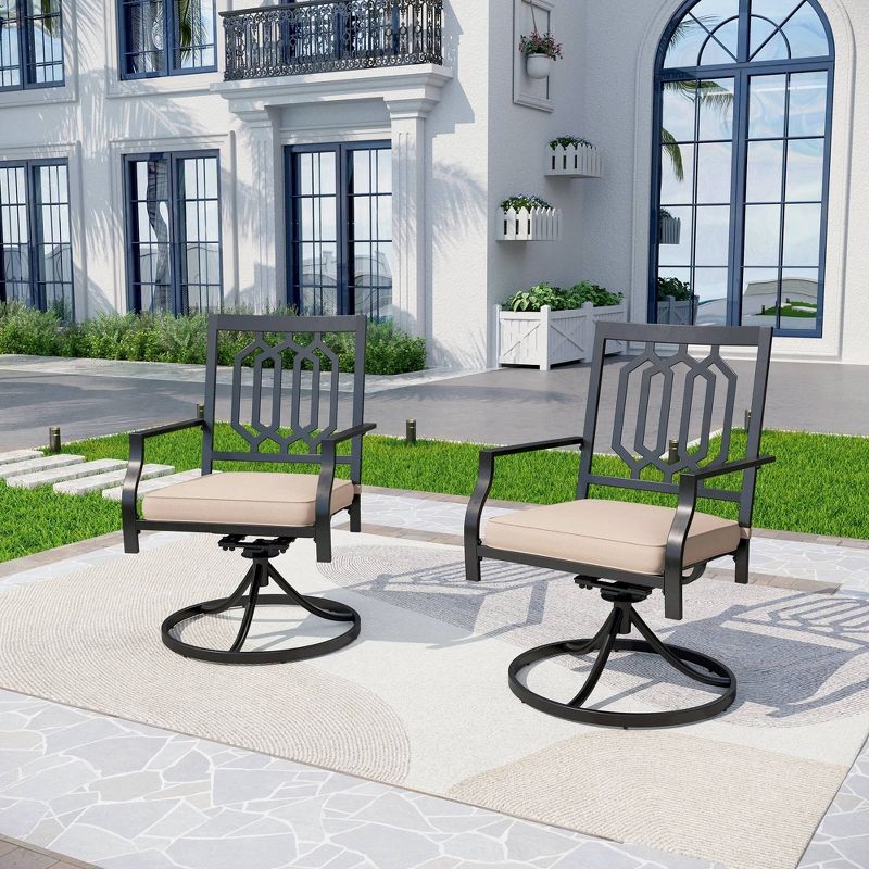 5pc Patio Set with Swivel Chairs &#38; Square Metal Table - Captiva Designs, 6 of 8