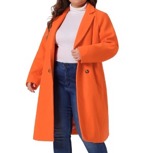 Agnes Orinda Women's Plus Size Fashion Notched Lapel Double Breasted Pea Coats - 1 of 4