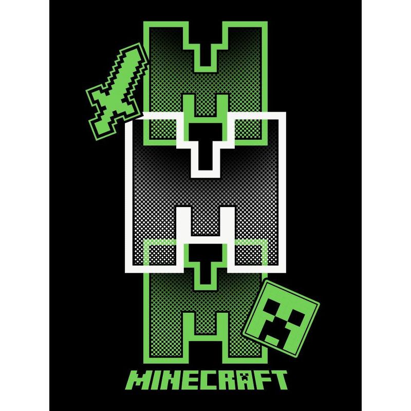 Minecraft Icon Repeated Boy's Black Long Sleeve Shirt, 2 of 3