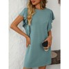 Coolmee Women's Crew Neck Flounce Cap Sleeve Casual Basic Loose Summer Mini Dresses - 3 of 4
