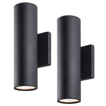 C Cattleya 2-Light Black Aluminum Cylinder LED Outdoor Wall Lantern Sconce