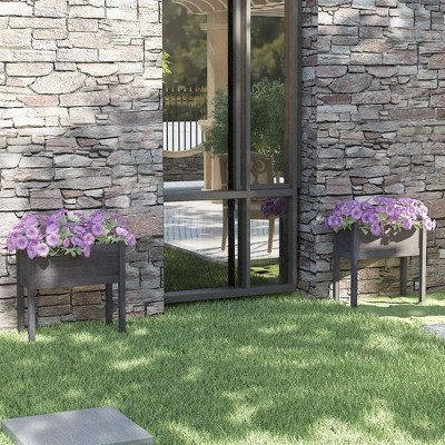 vidaXL Garden Planters 2 pcs - Robust Solid Pinewood Construction - Weather-Resistant Flower Boxes for Outdoor Use - Gray, 27.6"x12.2"x27.6"