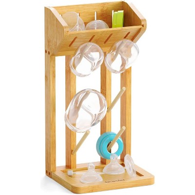 SpaceAid Bamboo Baby Bottle Drying Rack for Baby Bottle Rack Dryer Storage Accessories (Natural, 6 Bottles)