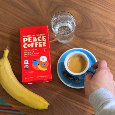 Peace Coffee Birchwood Medium Roast Nespresso Original Line Compatible Espresso Coffee Capsules - 10ct