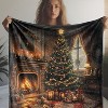 Lomsoe Vintage Christmas Fireplace & Tree Print Flannel Blanket - All Seasons Soft and Warm Throw Blanket for Napping, Camping, Travel, Office - 3 of 4