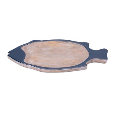Handcrafted Blue Acacia Wood Fish Platter