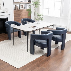 SEYNAR Modern Glam PU Leather Upholstered Dining Chair, Open-Back Accent Chair Set of 4 - 1 of 4