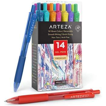 Arteza Retractable Gel Ink Colored Pens Set, Vintage & Bright Colors -  Doodle, Draw, Journal - 24 Pack