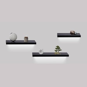 Floating Shelves 31.5" Wall Mounted Wood Shelves for Bathroom, Bedroom, Living Room, Kitchen, Hanging Shelf for Books/Storage with Invisible Brackets - 1 of 4