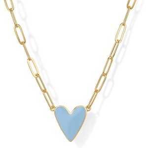 14K Gold Plated Enamel Heart Necklace - Colorful Love Pendant for Women - 1 of 3