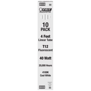 Feit Electric 40 W T12 48 in. L Fluorescent Bulb Cool White Linear 4100 K 10 pk - 1 of 1