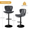 QingMoon Modern Bar Stools Set of 1, Swivel Counter Height Chairs, Adjustable Faux Leather Barstools with Curved Backrest for Kitchen Island (Gray) - 3 of 4
