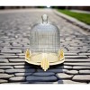 Classic Touch Glass Dome Candle Holder Gold Leaf Design - 3 of 3