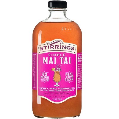 Stirrings Simple Mai Tai Cocktail Mix 750ml Bottles - Real Juice No Preservatives - 60 Calories - Drink Mixer