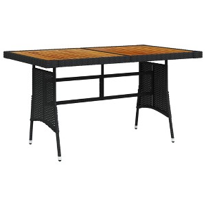 vidaXL Patio Table Black 51.2 inches x27.6 inches x28.3 inches  Poly Rattan & Solid Acacia Wood - 1 of 4