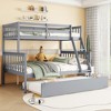 TIRAMISUBEST Twin Over Full Size Bunk Bed with Trundle, Detachable Rubber Wood Bunk bedframe with Convertible Ladder and Guardrail - 3 of 4