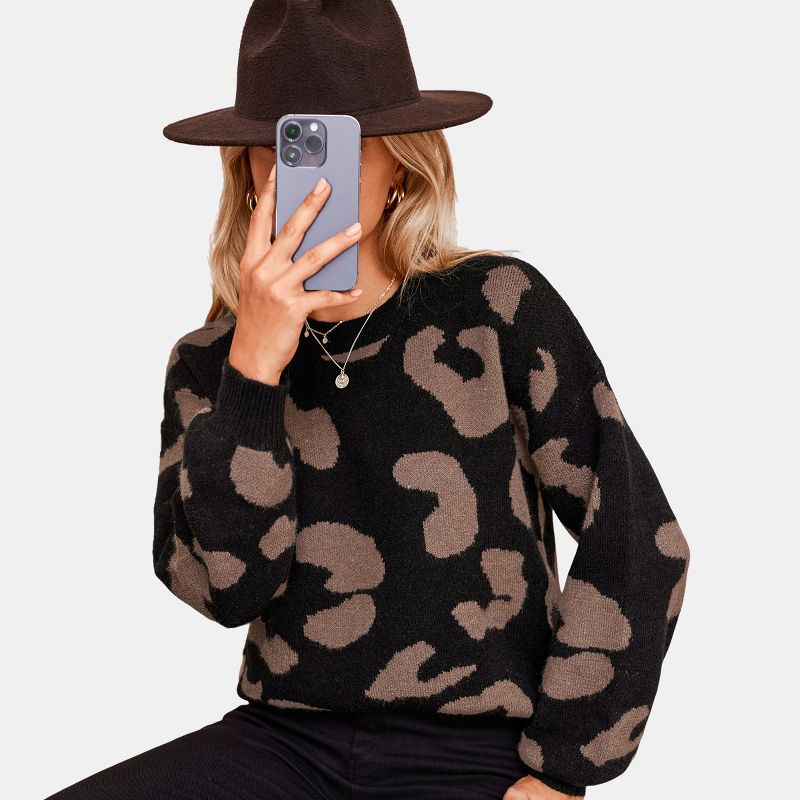 Women's Leopard Print Drop Sleeve Sweater - Cupshe, 1 of 8